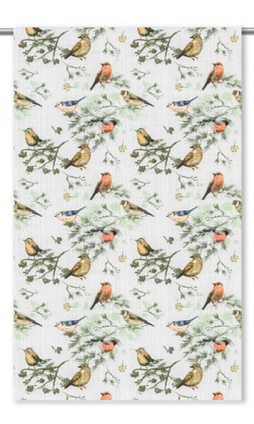'Summer Lark' Bird-Print Cotton Window Drapes (Yellow/ Orange/ White) - Image 2