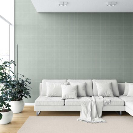 'Gentle Tide' Textured Check/ Geometric Wallpaper (Sage Green) - Image 6