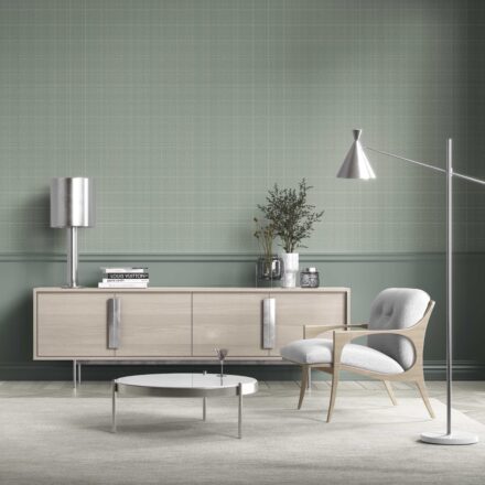 'Gentle Tide' Textured Check/ Geometric Wallpaper (Sage Green) - Image 2