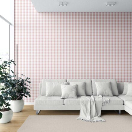 'Miran' Geometric Gingham Wallpaper (Pink) - Image 6