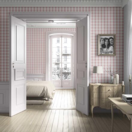 'Miran' Geometric Gingham Wallpaper (Pink) - Image 2