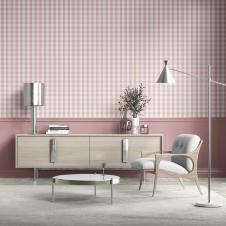 'Miran' Geometric Gingham Wallpaper (Pink) - Image 4