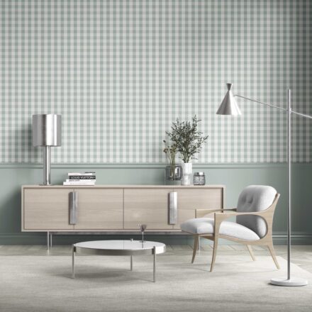 'Flyway' Geometric Gingham Wallpaper (Powder Blue) - Image 2
