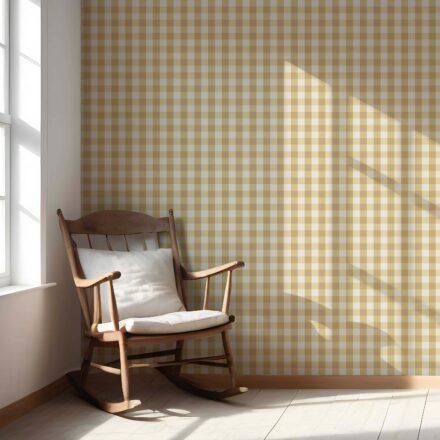 'Zafaron' Geometric Gingham Wallpaper (Yellow) - Image 5