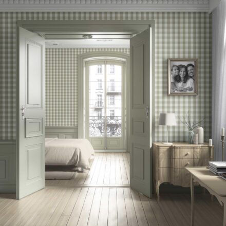 'Zeytin' Geometric Gingham Wallpaper (Olive Green) - Image 2