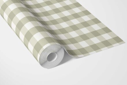 'Zeytin' Geometric Gingham Wallpaper (Olive Green) - Image 3
