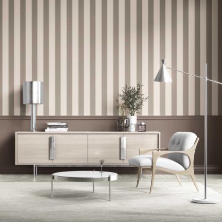 'Kuhana' Neutral Geometric Striped Wallpaper (Cream/ Taupe Gray/ Brown) - Image 6