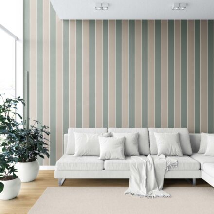 'Kumasi' Geometric Striped Wallpaper (Green / Beige) - Image 6
