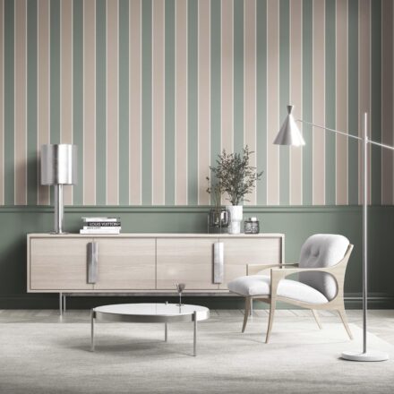 'Kumasi' Geometric Striped Wallpaper (Green / Beige) - Image 3