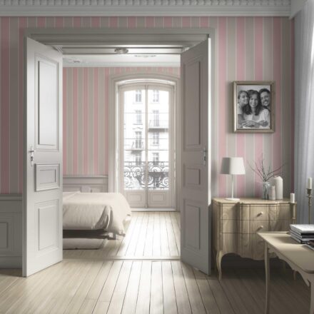 'Cavendish Sweet' Geometric Striped Wallpaper (Soft Pink/ Taupe) - Image 3