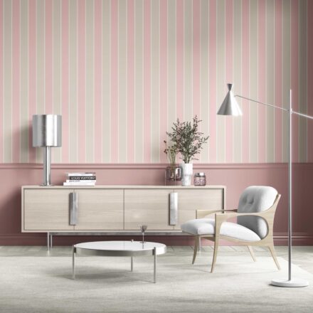 'Cavendish Sweet' Geometric Striped Wallpaper (Soft Pink/ Taupe) - Image 2