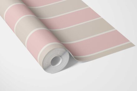 'Cavendish Sweet' Geometric Striped Wallpaper (Soft Pink/ Taupe) - Image 5