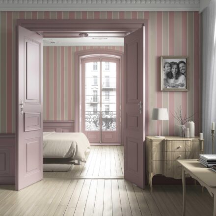 'Plumeria' Geometric Striped Wallpaper (Dusty Pink/ Taupe) - Image 3