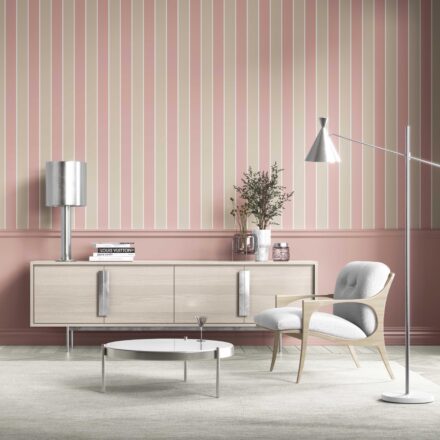 'Plumeria' Geometric Striped Wallpaper (Dusty Pink/ Taupe) - Image 6