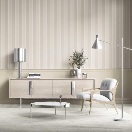 'Borneo' Neutral Geometric Striped Wallpaper (Beige/ Cream) - Image 2