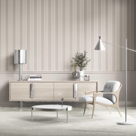 'Soft Glow' Neutral Geometric Striped Wallpaper (Beige/ Greige/ Taupe) - Image 2