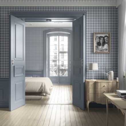 'Civit' Gingham Checkered Wallpaper (Navy Blue) - Image 2