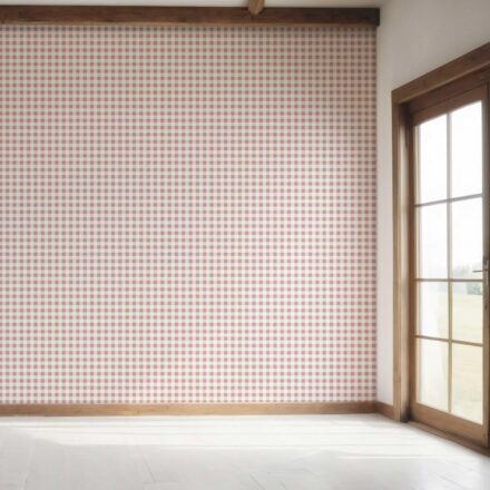 'Allium' Gingham Checkered Wallpaper (Pink) - Image 7