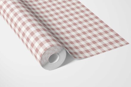 'Allium' Gingham Checkered Wallpaper (Pink) - Image 3