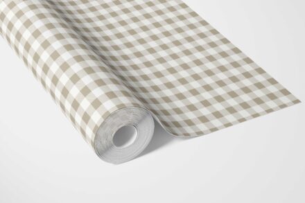 'Valo' Neutral Gingham Checkered Wallpaper (Beige) - Image 3
