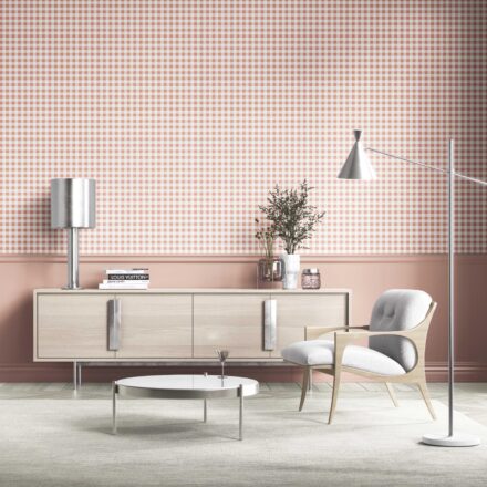 'Amani' Gingham Checkered Wallpaper (Blush Pink) - Image 6