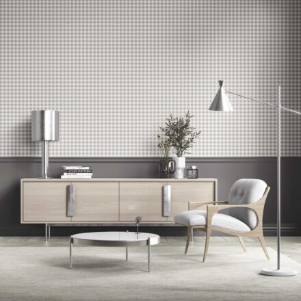 'Boeing' Neutral Gingham Checkered Wallpaper (Gray) - Image 2