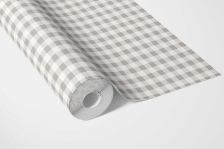 'Boeing' Neutral Gingham Checkered Wallpaper (Gray) - Image 3