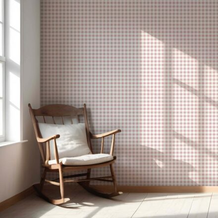 'Lumo' Gingham Checkered Wallpaper (Pink) - Image 5
