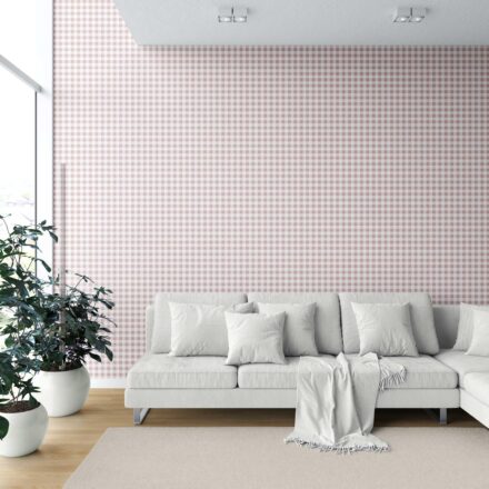 'Lumo' Gingham Checkered Wallpaper (Pink) - Image 6