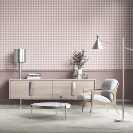 'Lumo' Gingham Checkered Wallpaper (Pink) - Image 2
