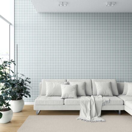 'Sugee' Gingham Checkered Wallpaper (Pastel Blue) - Image 6