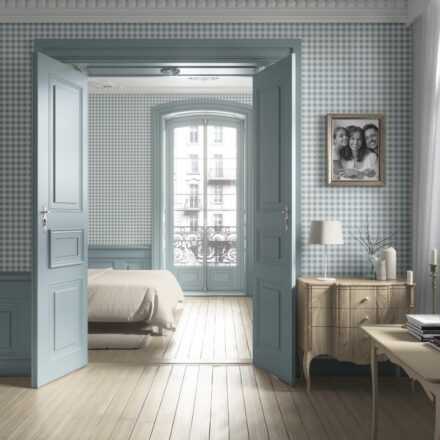 'Sugee' Gingham Checkered Wallpaper (Pastel Blue) - Image 4