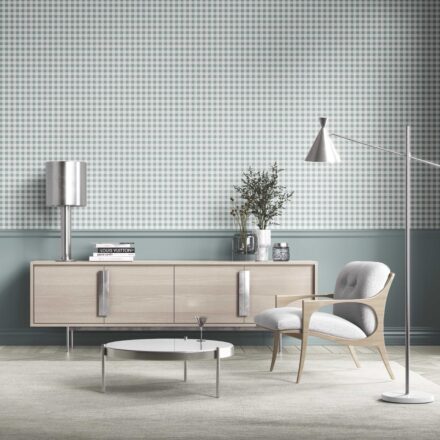 'Sugee' Gingham Checkered Wallpaper (Pastel Blue) - Image 2