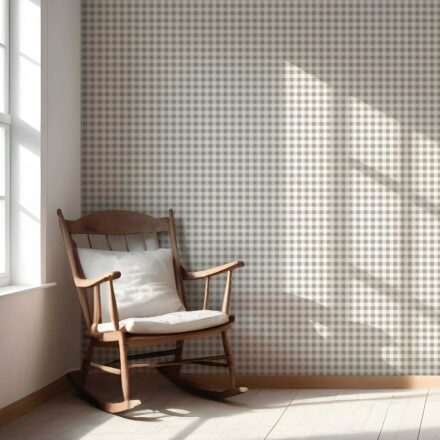 'Zinnia' Neutral Gingham Checkered Wallpaper (Taupe Gray/ Greige) - Image 5