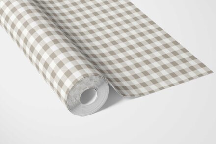 'Zinnia' Neutral Gingham Checkered Wallpaper (Taupe Gray/ Greige) - Image 3