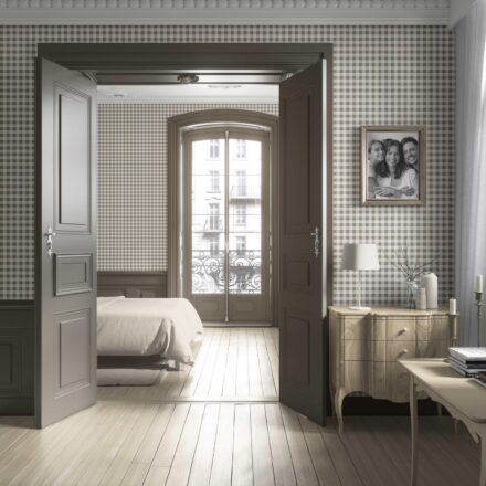 'Smeh' Neutral Gingham Checkered Wallpaper (Brown) - Image 4