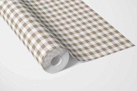 'Smeh' Neutral Gingham Checkered Wallpaper (Brown) - Image 3