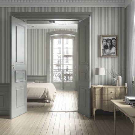 'Antimony' Neutral Geometric Striped Wallpaper (Sage Gray) - Image 3