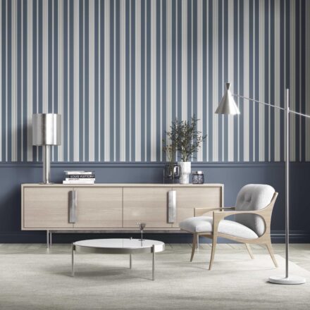 'Burnt Malt' Geometric Striped Wallpaper (Slate Gray/ Blue) - Image 6