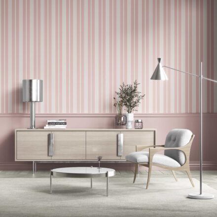 'Mansion Pond' Geometric Striped Wallpaper (Blush Pink) - Image 6