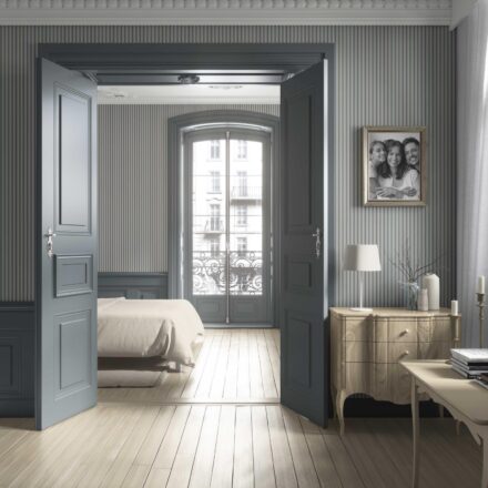 'Berrisford' Neutral Geometric Striped Wallpaper (Slate Gray) - Image 4