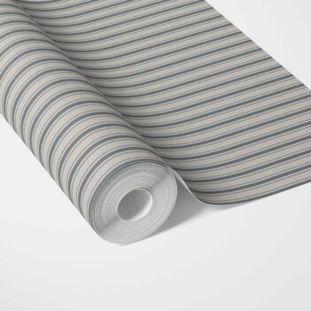 'Berrisford' Neutral Geometric Striped Wallpaper (Slate Gray)