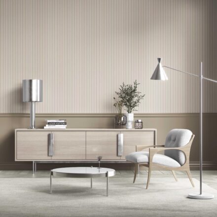 'Sultry' Neutral Geometric Striped Wallpaper (Beige/ Brown/ Warm Gray) - Image 3