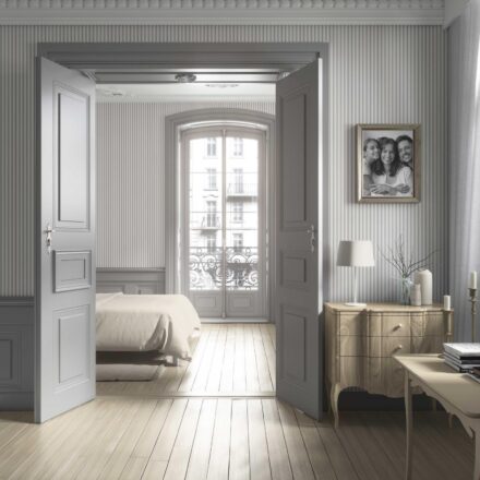 'Pinewood' Neutral Geometric Striped Wallpaper (Light Gray) - Image 4