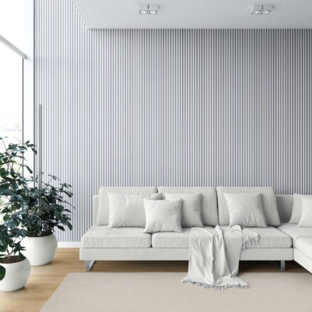 'Lights Out' Geometric Striped Wallpaper (Navy Blue) - Image 6
