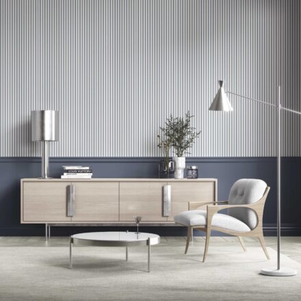 'Lights Out' Geometric Striped Wallpaper (Navy Blue) - Image 3
