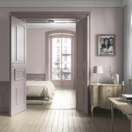 'Bisque' Geometric Striped Wallpaper (Pastel Pink) - Image 4
