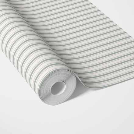 'Pissaro' Neutral Geometric Striped Wallpaper (Green-Gray)
