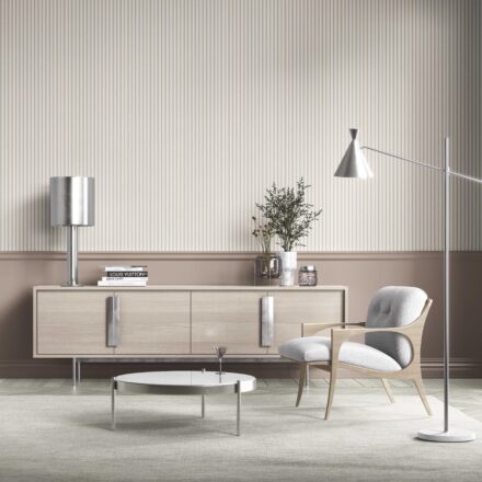'Akina' Neutral Geometric Striped Wallpaper (Beige/ Cool Taupe) - Image 3