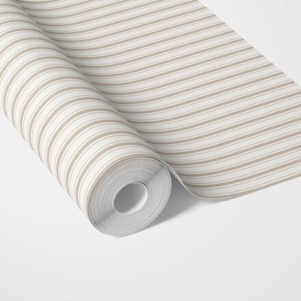 'Akina' Neutral Geometric Striped Wallpaper (Beige/ Cool Taupe)